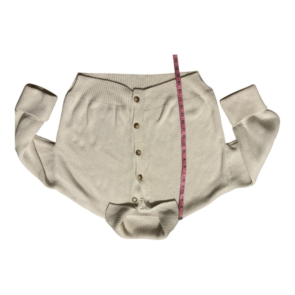 Abercrombie & Fitch Cream Ribbed Button-Front Cardigan | Sz L - Picture 5 of 7